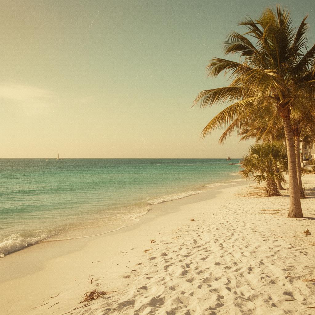 Emerald Coast beach with palm trees and turquoise gulf water